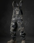 Men's Summer Outdoor Casual Independence Day 3D Embroidered Denim Jumpsuit Overalls 1990