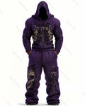 Men's Fashion Skull Print Hoodie & Pants Two-Piece Set 9043