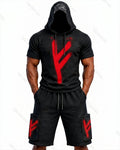 Men's Fashion Viking Rune Print Top & Shorts Two-Piece Set 7272