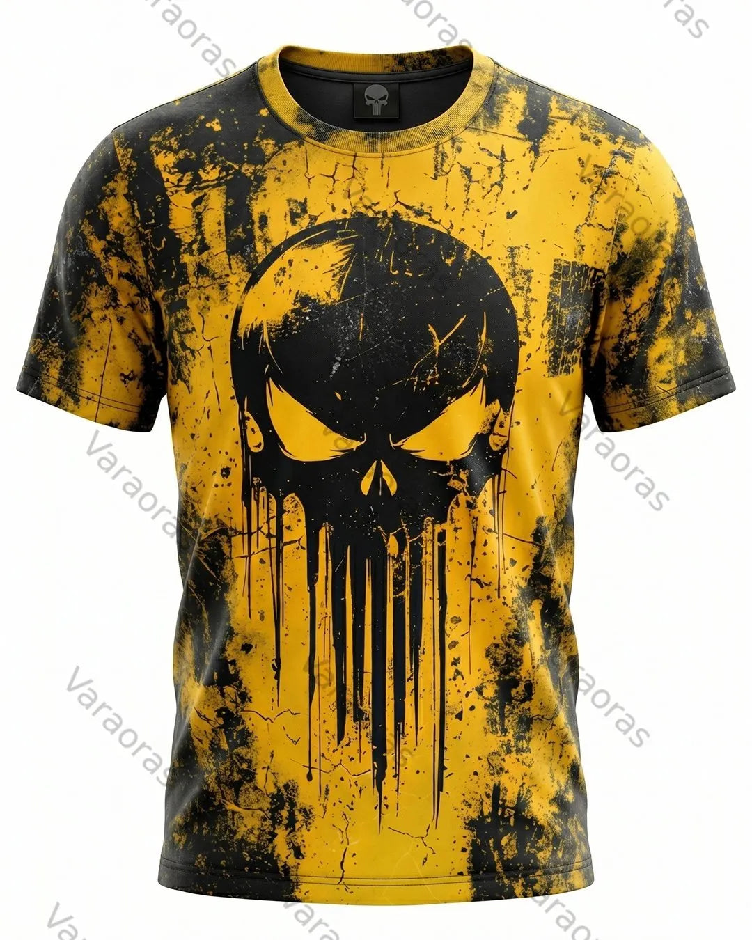 Men's Fashionable Contrast Color Skull Print T-shirt 7380
