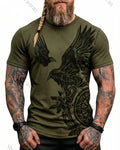 Men's Summer Viking Raven Print Short-Sleeve T-Shirt 5467