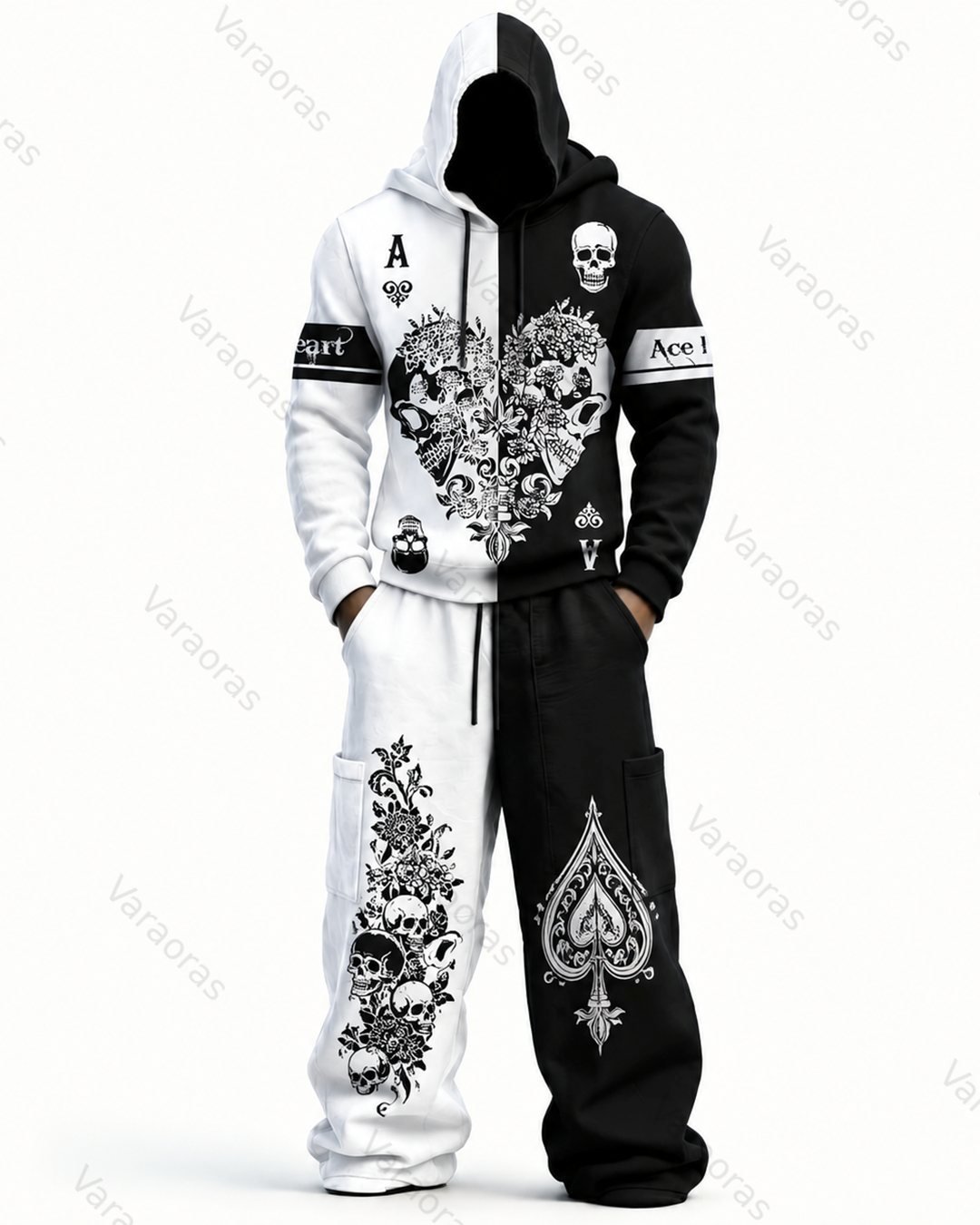 Men's Fashion Skull Print Hoodie & Pants Two-Piece Set 3966