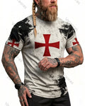 Men's Summer Viking Red Cross Print Short-Sleeve T-Shirt 7940