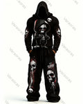 Men's Fashion Skull Print Hoodie & Pants Two-Piece Set 4099