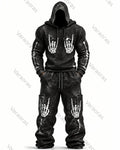 Men's Fashion Skull Print Hoodie & Pants Two-Piece Set 5588