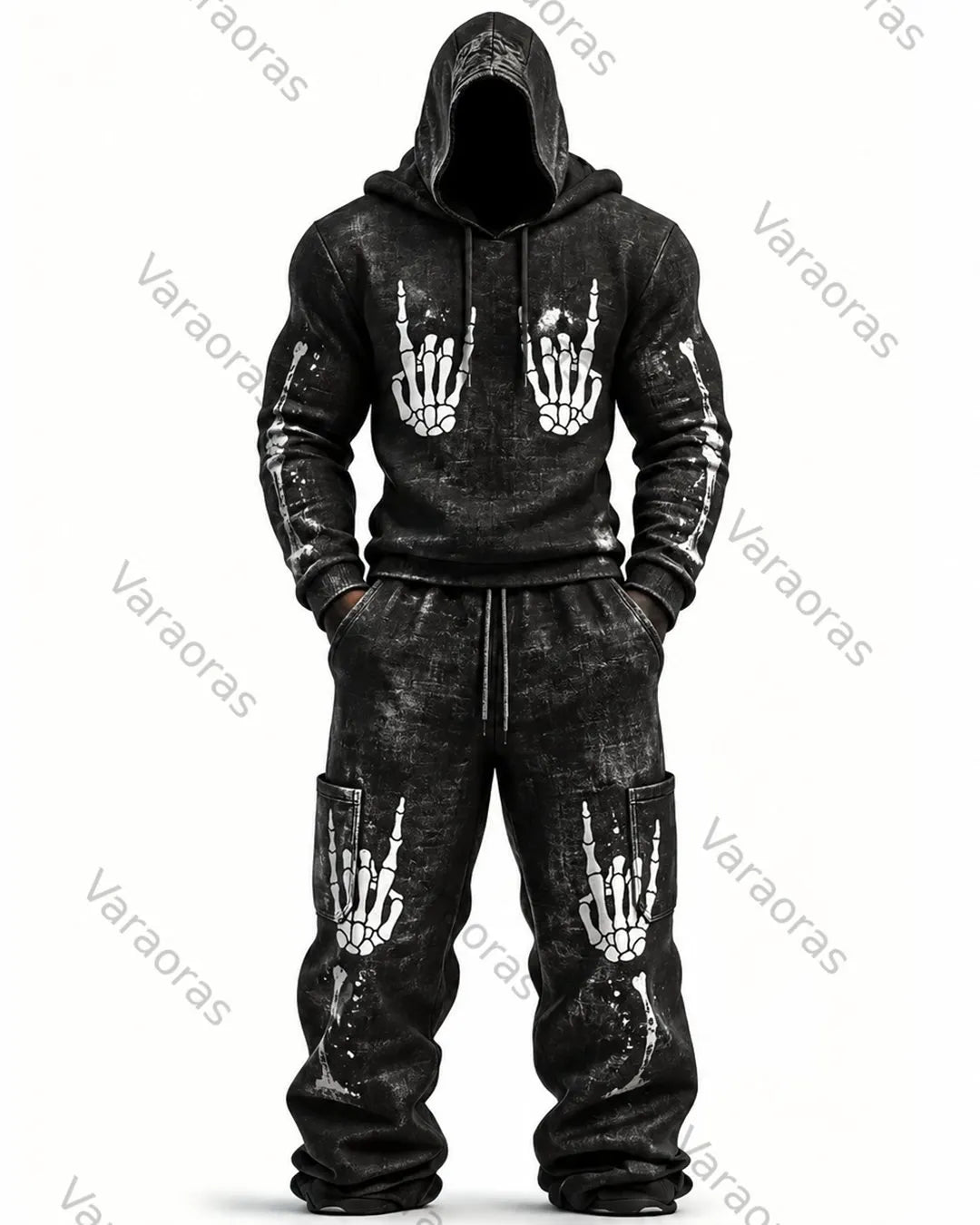 Men's Fashion Skull Print Hoodie & Pants Two-Piece Set 5588