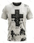 Men's Fashionable Viking Contrast Color Cross Print T-shirt 2511