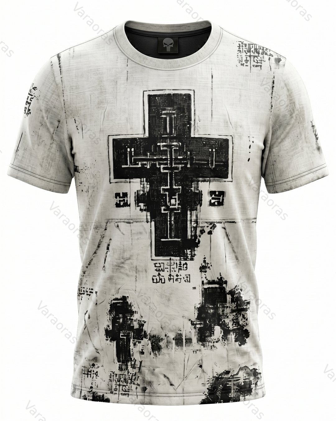 Men's Fashionable Viking Contrast Color Cross Print T-shirt 2511