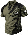 Men's Viking Tactical Distressed Print Short-Sleeve Henley T-Shirt 5617