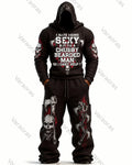 Men's Fashion Skull Print Hoodie & Pants Two-Piece Set 7078