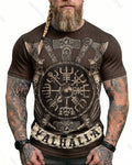 Men's Summer Viking Compass Print Short-Sleeve T-Shirt 1491