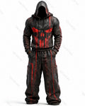 Men's Fashion Skull Contrast Color Embroidered Hoodie & Pants Two-Piece Set 3338