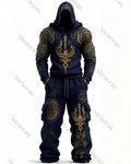 Men's Fashion-Inspired Embroidered Hoodie and Pants Two-Piece Set 8425