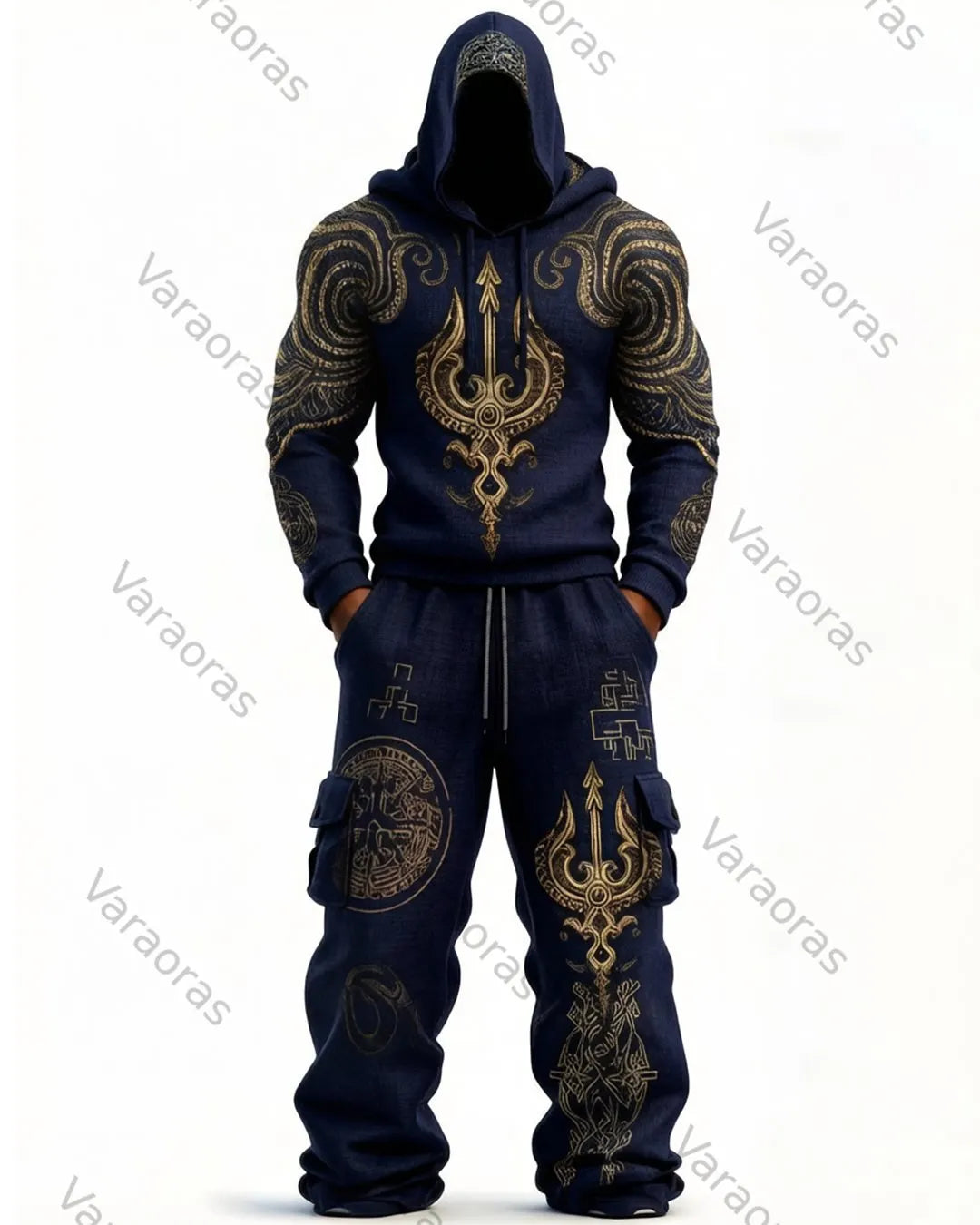 Men's Fashion-Inspired Embroidered Hoodie and Pants Two-Piece Set 8425