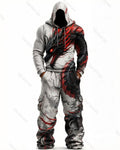 Men's Fashion Viking Contrast Color Embroidered Hoodie & Pants Two-Piece Set 7577
