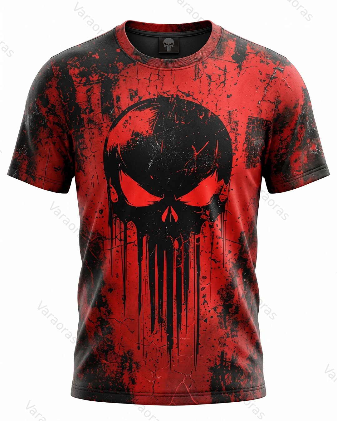 Men's Fashionable Viking Contrast Color Skull Print T-shirt 9189