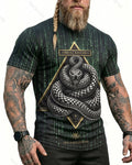 Men's Summer Viking Snake Print Short-Sleeve T-Shirt 9553