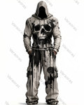 Men's Color-Block Skull-Embroidered Hoodie & Pants Two-Piece Set 4841