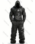 Men's Fashion Skull Print Hoodie & Pants Two-Piece Set 4496