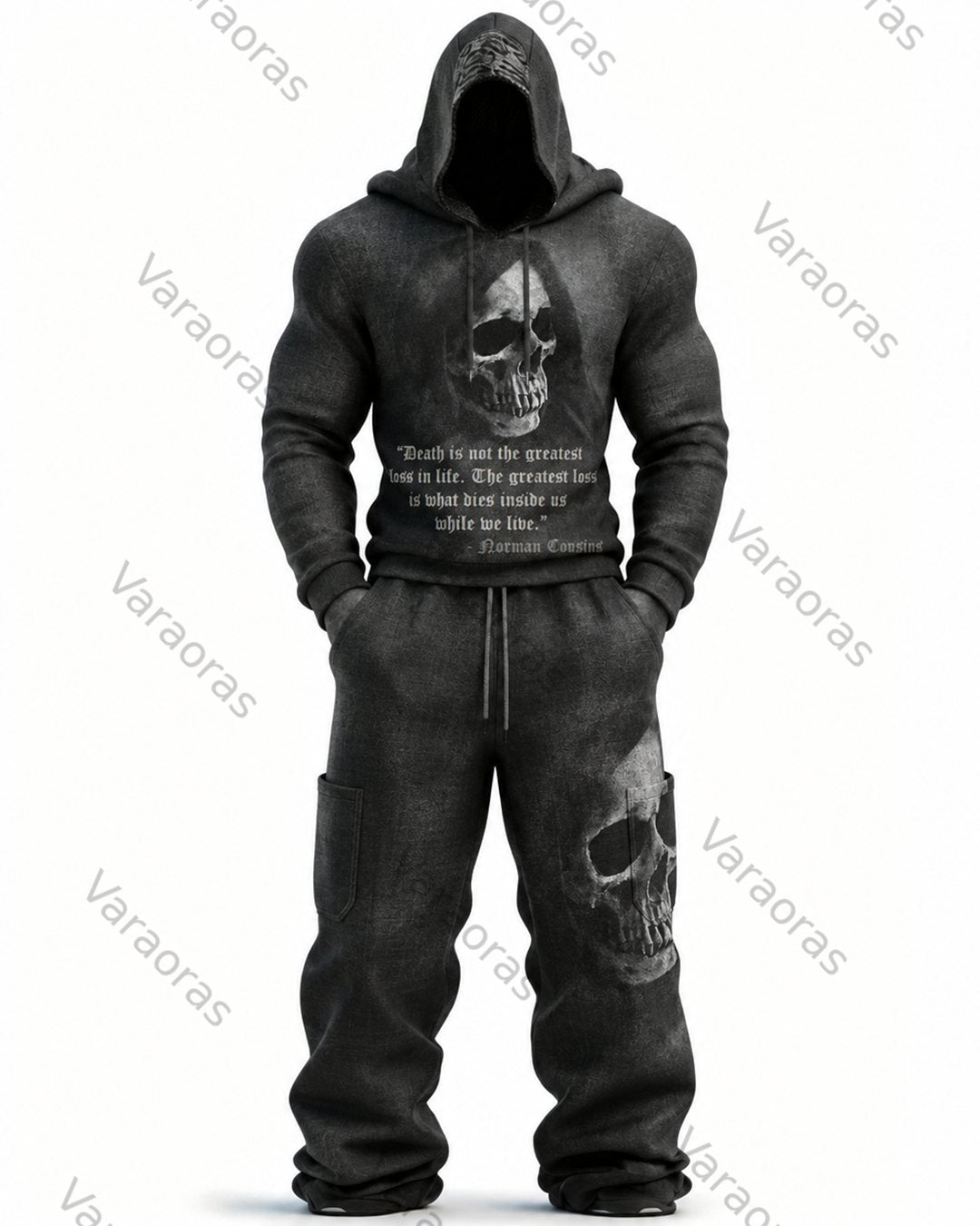 Men's Fashion Skull Print Hoodie & Pants Two-Piece Set 4496