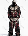 Men's Fashion Skull Contrast Color Embroidered Hoodie & Pants Two-Piece Set 2935