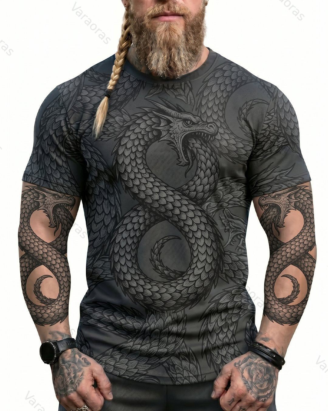 Men's Summer Viking Print Short-Sleeve T-Shirt 9910