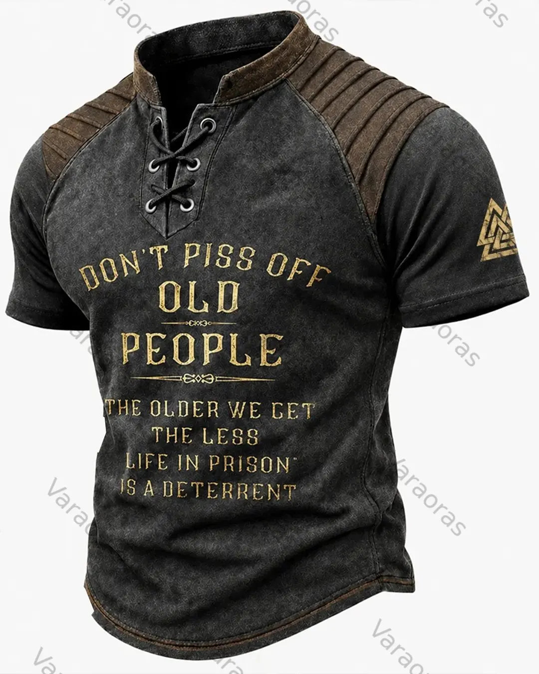 Men's Viking Print Short-Sleeve Henley T-Shirt 3099
