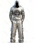 Men's Fashion-Inspired Embroidered Hoodie and Pants Two-Piece Set 8331