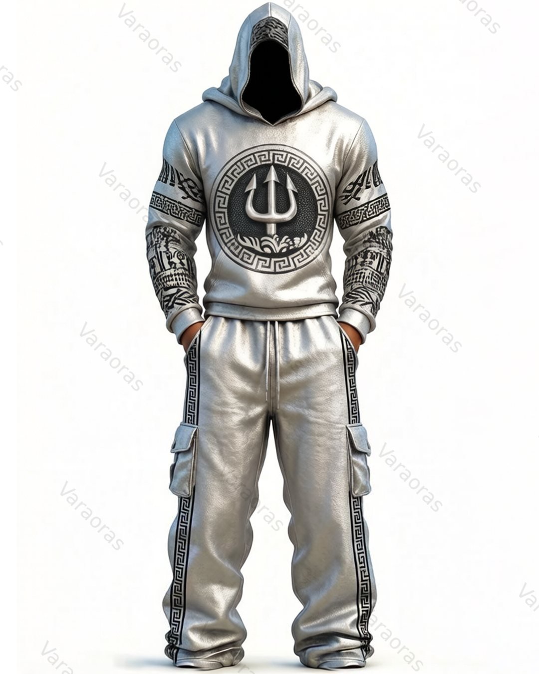 Men's Fashion-Inspired Embroidered Hoodie and Pants Two-Piece Set 8331