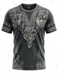 Men's Fashionable Viking Contrast Color Wolf Print T-shirt 6979