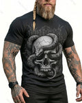 Men's Summer Viking Snake and Skull Print Short-Sleeve T-Shirt 1799