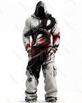 Men's Fashion Viking Contrast Color Embroidered Hoodie & Pants Two-Piece Set 4276
