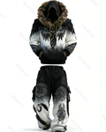 Men's Winter Warmth Gradient Faux Fur Hoodie and Pants Two-Piece Set 9139