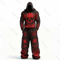 Men's Fashion Skull Contrast Color Embroidered Hoodie & Pants Two-Piece Set 8036