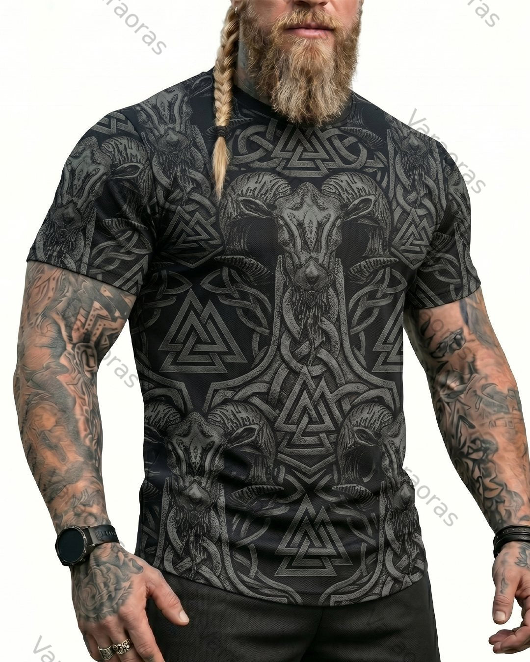 Men's Summer Viking Thor's Hammer Print Short-Sleeve T-Shirt 7820