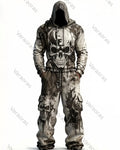 Men's Fashion Skull Contrast Color Embroidered Hoodie & Pants Two-Piece Set 6502
