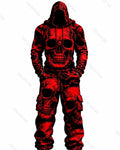 Men's Color-Block Skull-Embroidered Hoodie & Pants Two-Piece Set 2939
