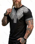 Men's Summer Viking Wings Print Short-Sleeve T-Shirt1843