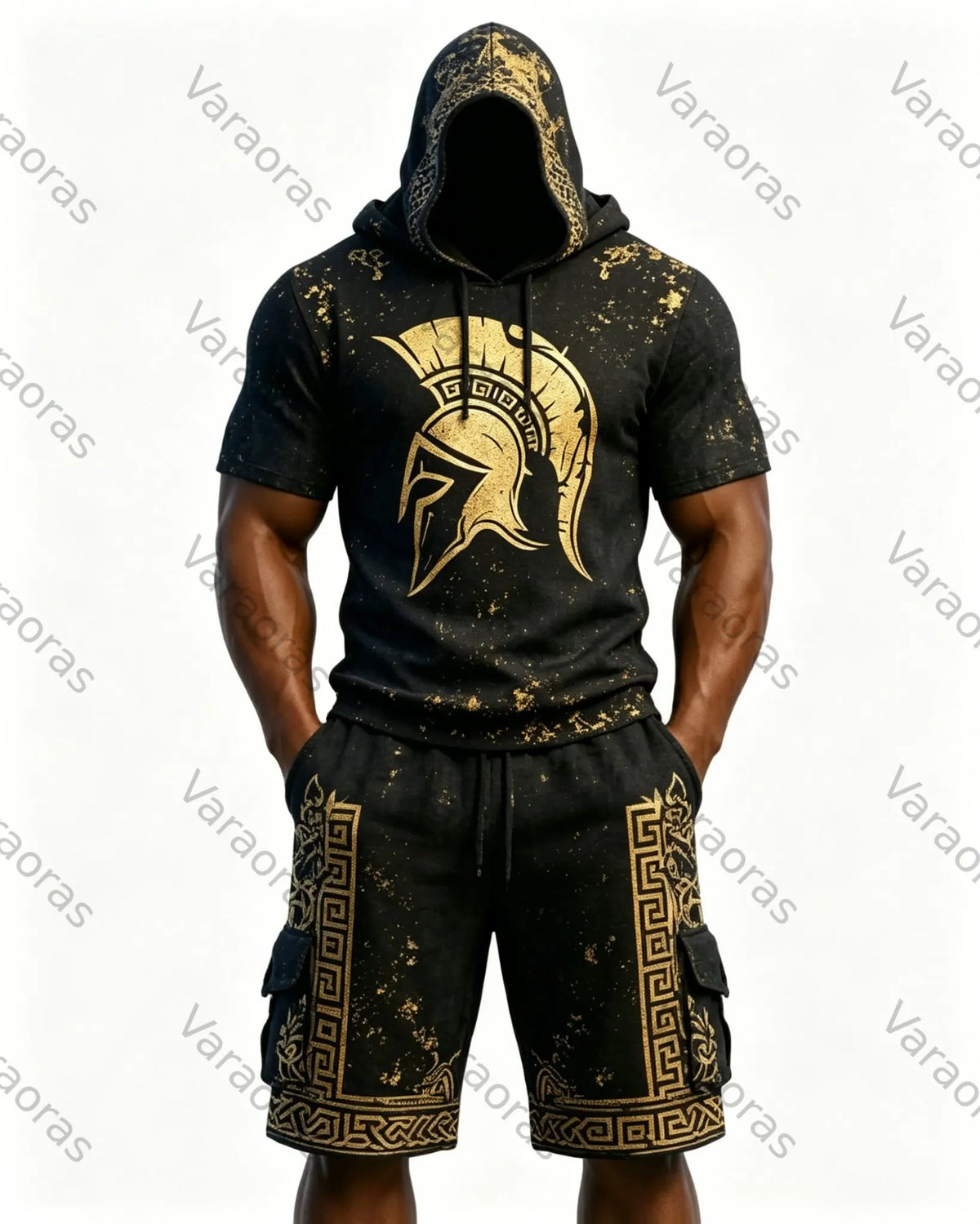 Men's Fashion Embroidered Hoodie and Pants Two-Piece Set5053