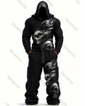 Men's Fashion Skull Print Hoodie & Pants Two-Piece Set 7372