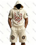 Men's Fashion Embroidered Hoodie and Pants Two-Piece Set4908