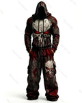 Men's Fashion Skull Contrast Color Embroidered Hoodie & Pants Two-Piece Set 6965