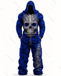Men's Fashion 3D Skull Print Hoodie & Pants Two-Piece Set 7865