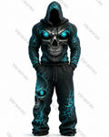 Men's Fashion Skull Print Hoodie & Pants Two-Piece Set 6468