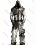 Men's Fashion Skull Contrast Color Embroidered Hoodie & Pants Two-Piece Set 8863