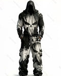 Men's Fashion Skull Contrast Color Embroidered Hoodie & Pants Two-Piece Set 1413