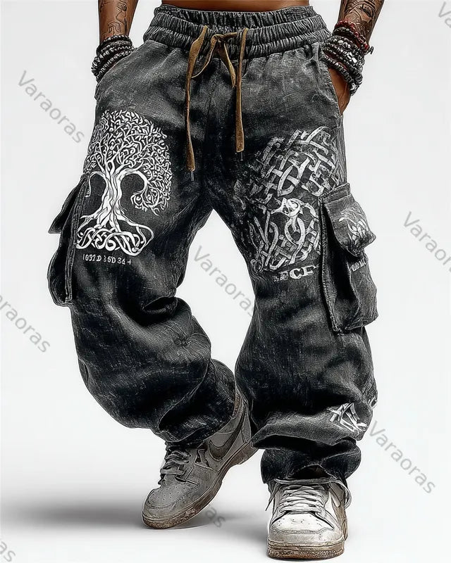 Men's Summer Outdoor Fashion Trousers with Viking Tree of Life Trousers 6716