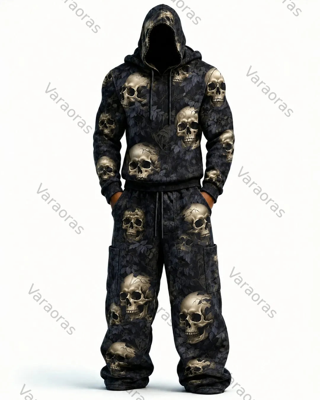 Men's Fashion Skull Print Hoodie & Pants Two-Piece Set 1824