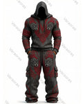 Men's Fashion Embroidered Hoodie and Pants Two-Piece Set  8277