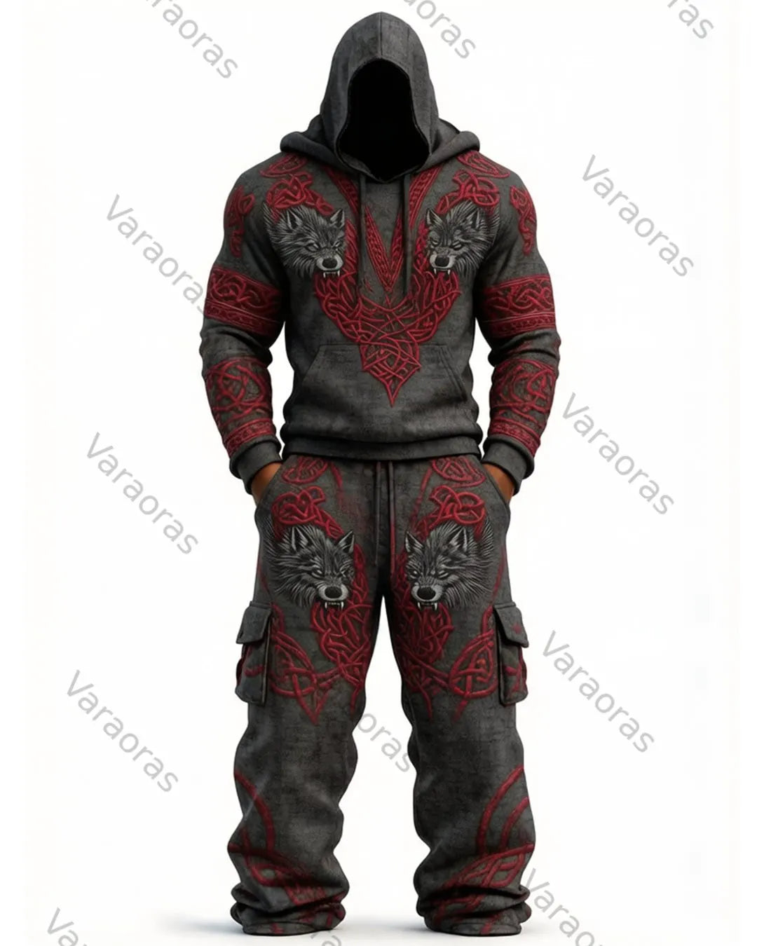 Men's Fashion Embroidered Hoodie and Pants Two-Piece Set  8277